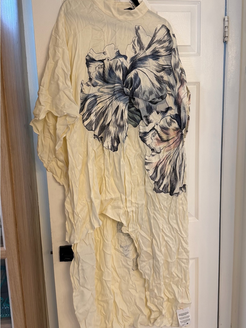 Cream Floral Graphic Tunic Top/ Dress